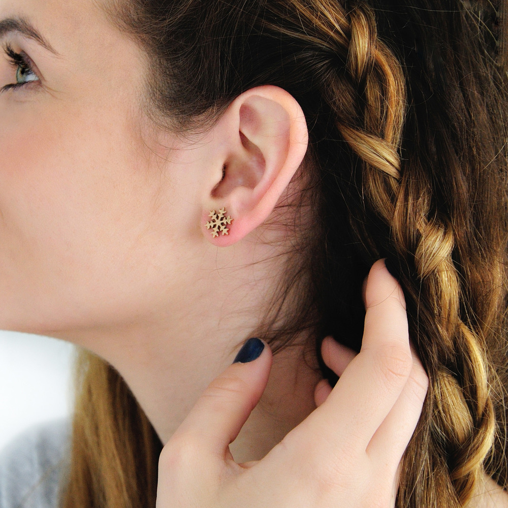 Short Story: Funky Play Earrings - Gold Snow Flake image