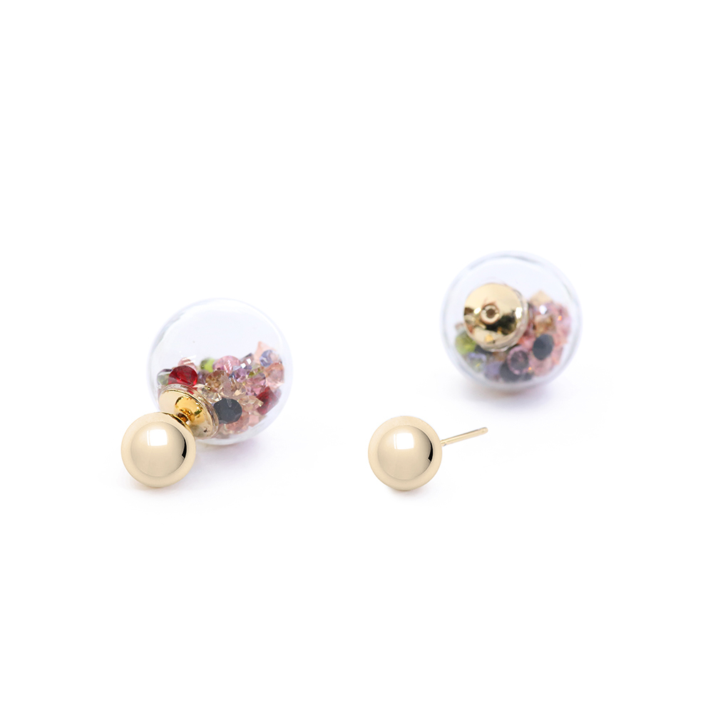 Fantasy Bubble Earrings Gems Purple Gold Stud image