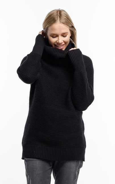 Home-Lee: Chunky Knitted Sweater - Black With Roll Neck - S | Women's | at Mighty Ape NZ