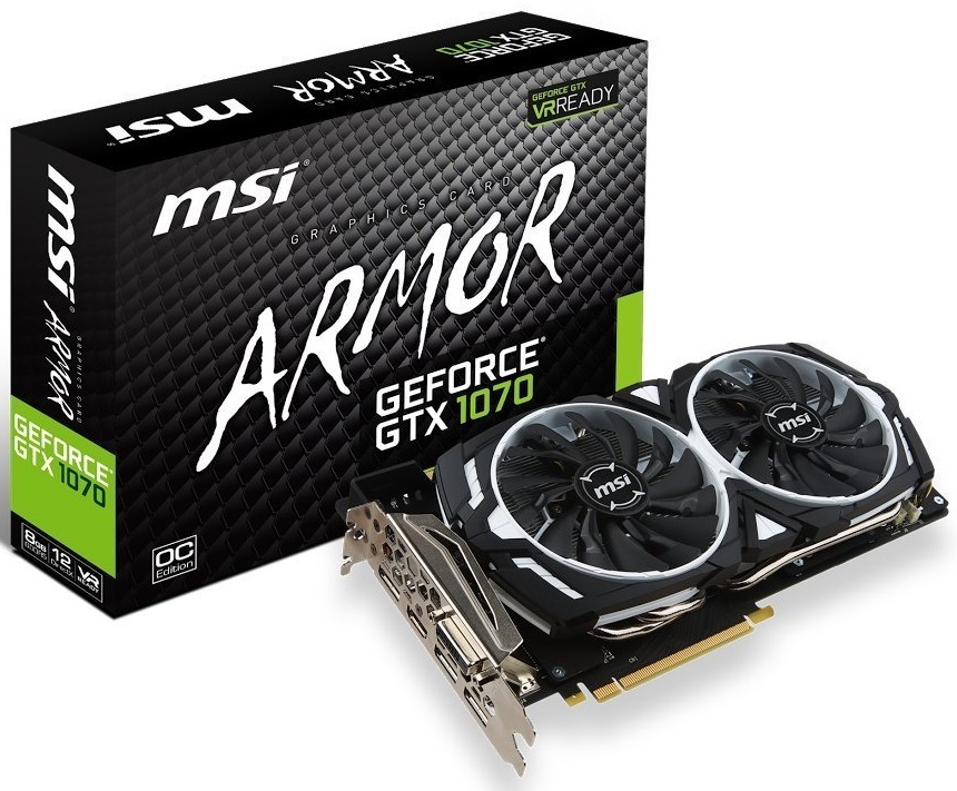 MSI GeForce GTX 1070 Armor OC 8GB OC Graphics Card