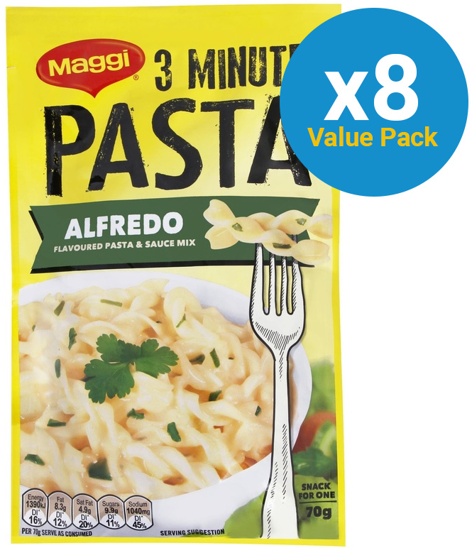 Maggi 3 Minute Alfredo Pasta 70g (8 Pack) image