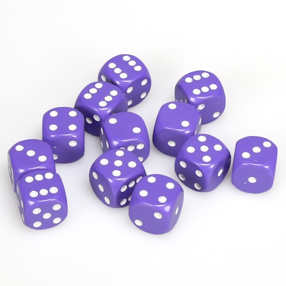 Chessex: D6 Opaque Cube Set (16mm) - Purple/White