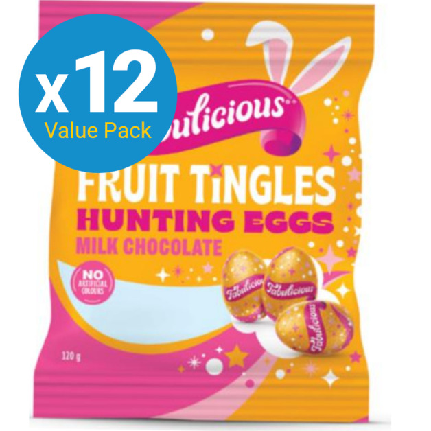 RJ's Fabulicious Milk Chocolate Fruit Tingle Hunting Easter Eggs 120g