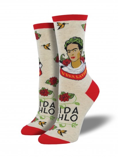 Socksmith: Women's Viva La Frida Crew Socks - Heather Ivory