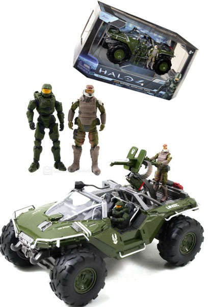 Halo 4 Die Cast - 7" UNSC Warthog + Master Chief & Marine Figures