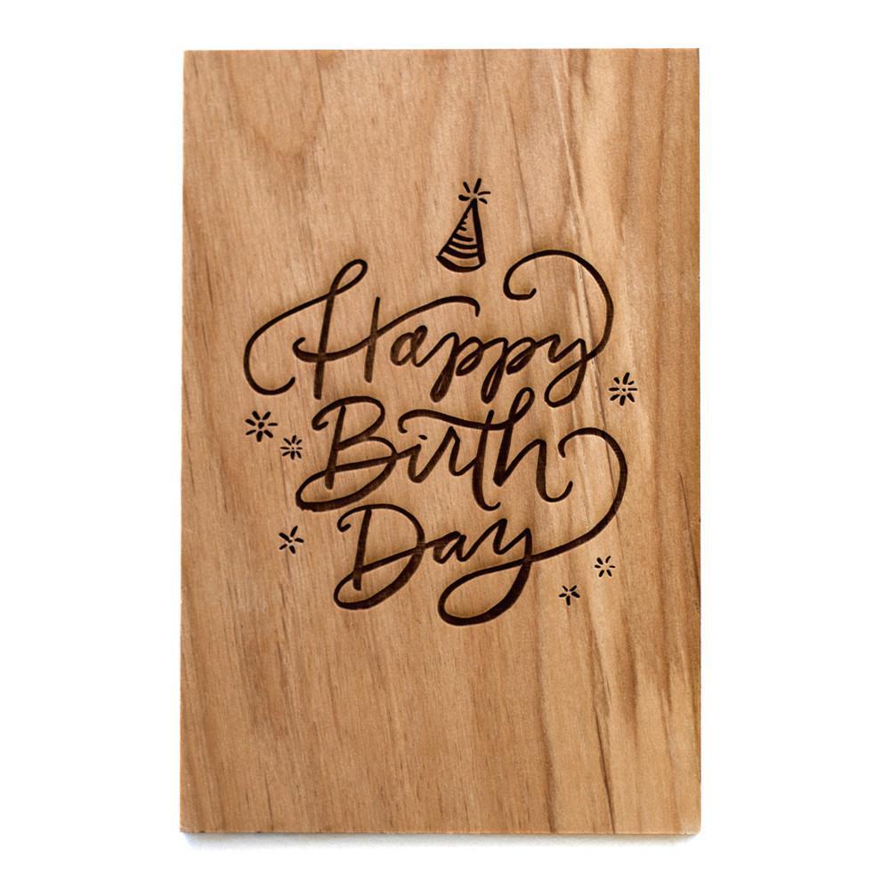 Cardtorial Wooden Card - Happy Birthday Party Hat image