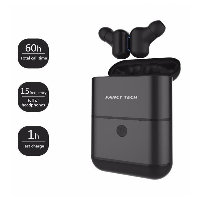 Bluetooth 5.0 Twin Earbuds with Charging Case and Power Bank - Black image