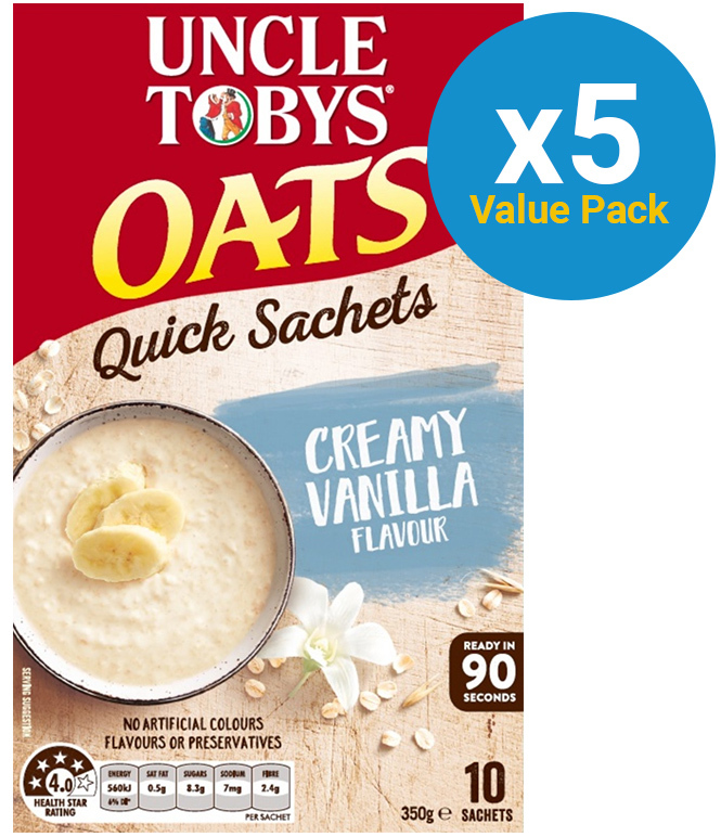 Uncle Tobys Oats (Creamy Vanilla, 350g) 5pk image