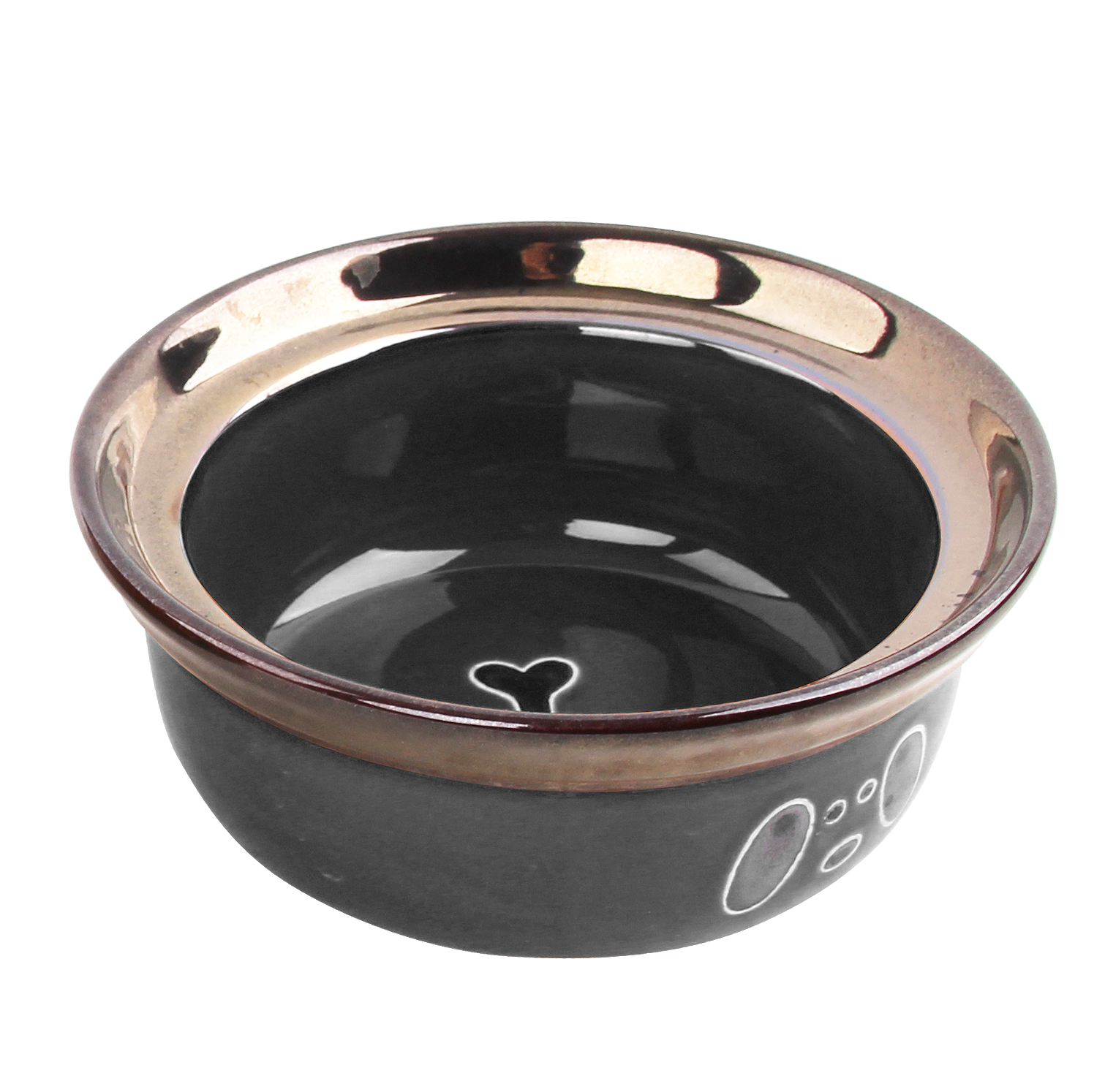 Pawise: Dog Gold Bowl - 450ml/Black image