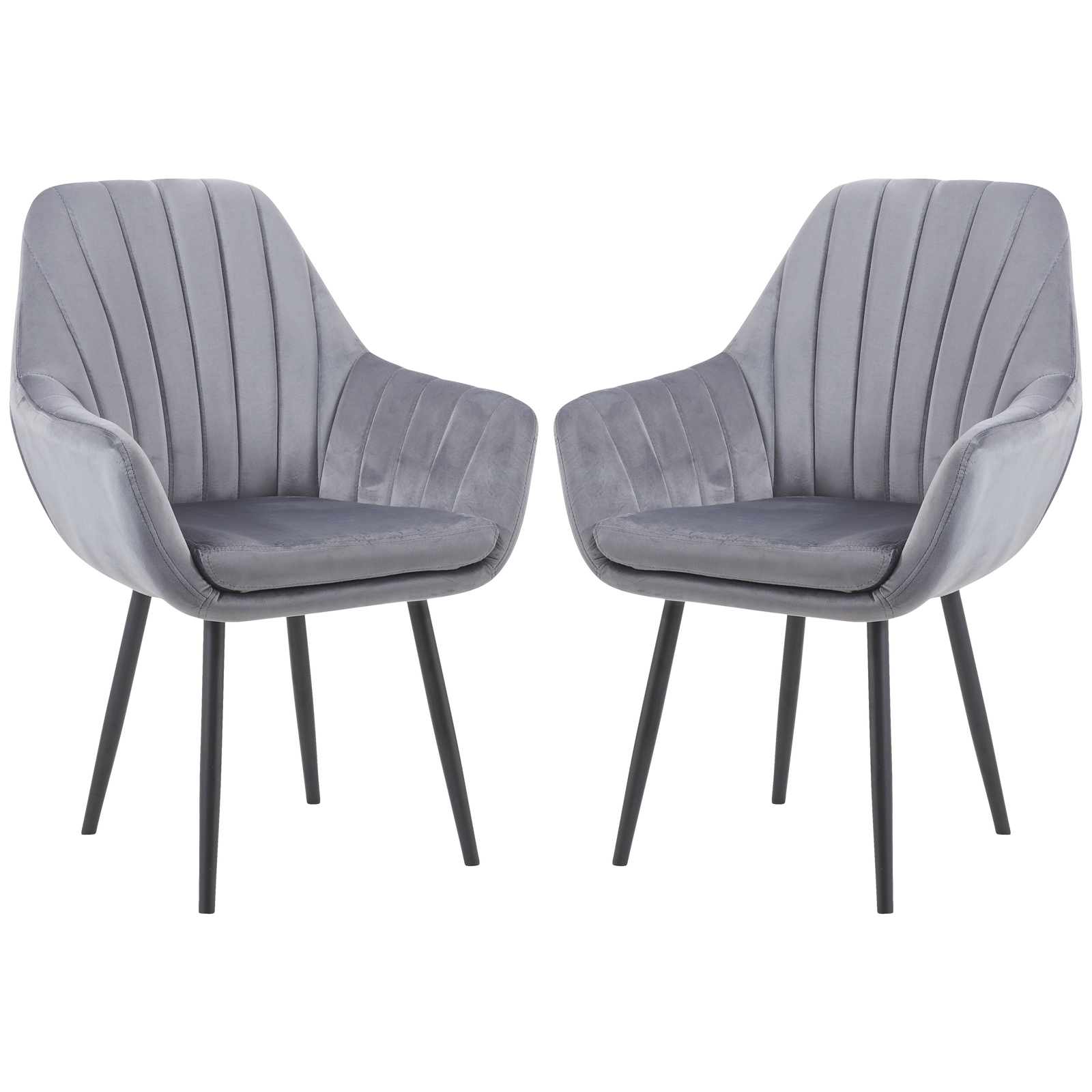Buy Modern Luxury Velvet Armrest Dining Chair Grey Set of 2 at