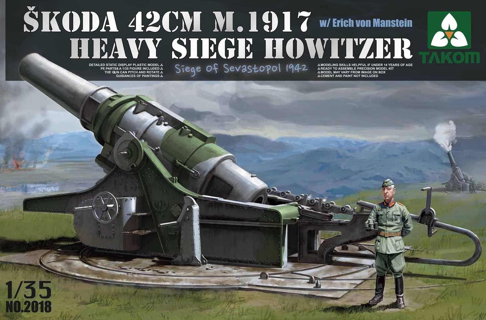 Takom 1/35 Skoda 42cm M.1917 Heavy Siege Howitzer w/Erich von Manstein