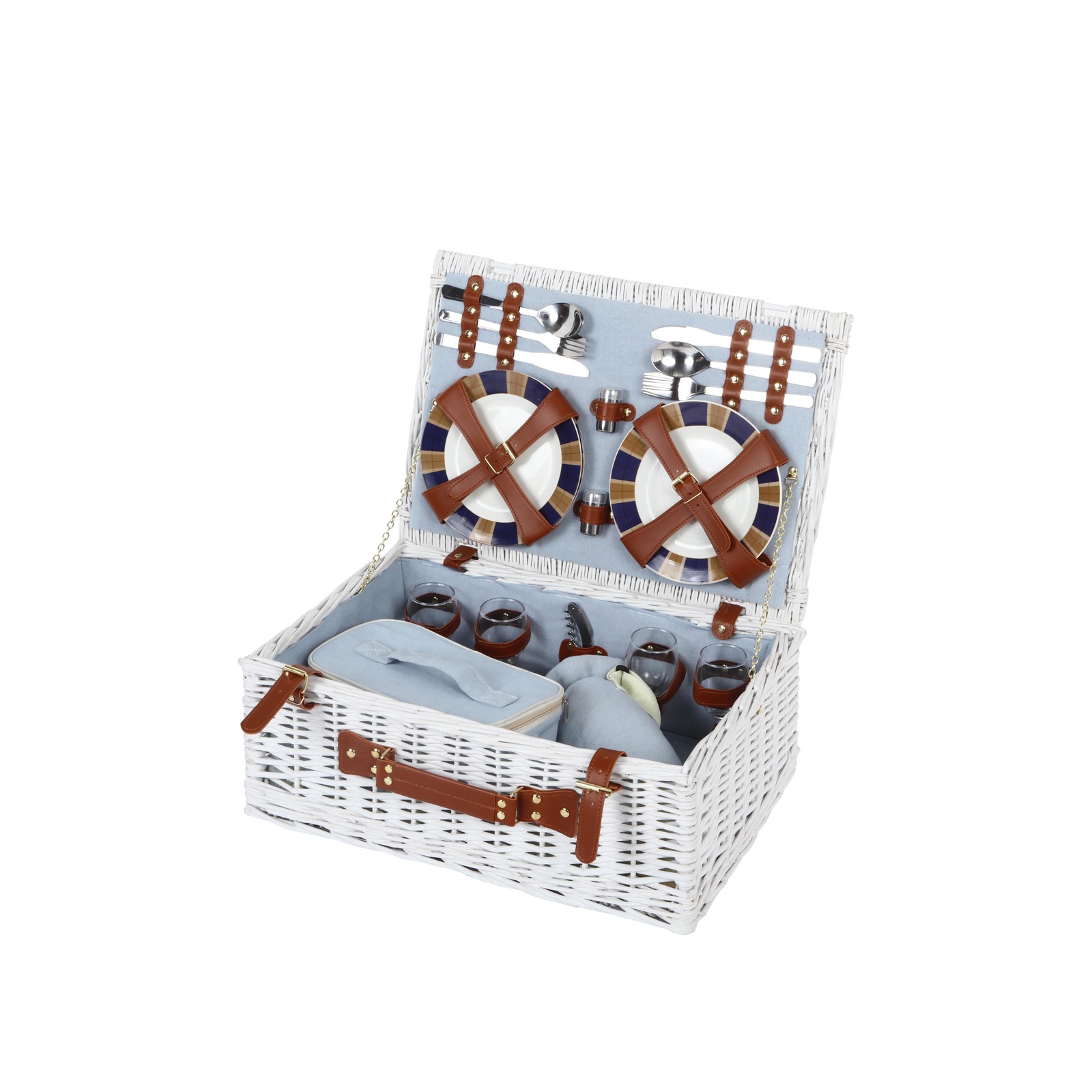 Sherwood Ascot Wicker Picnic Basket 4 Person White at Mighty Ape NZ