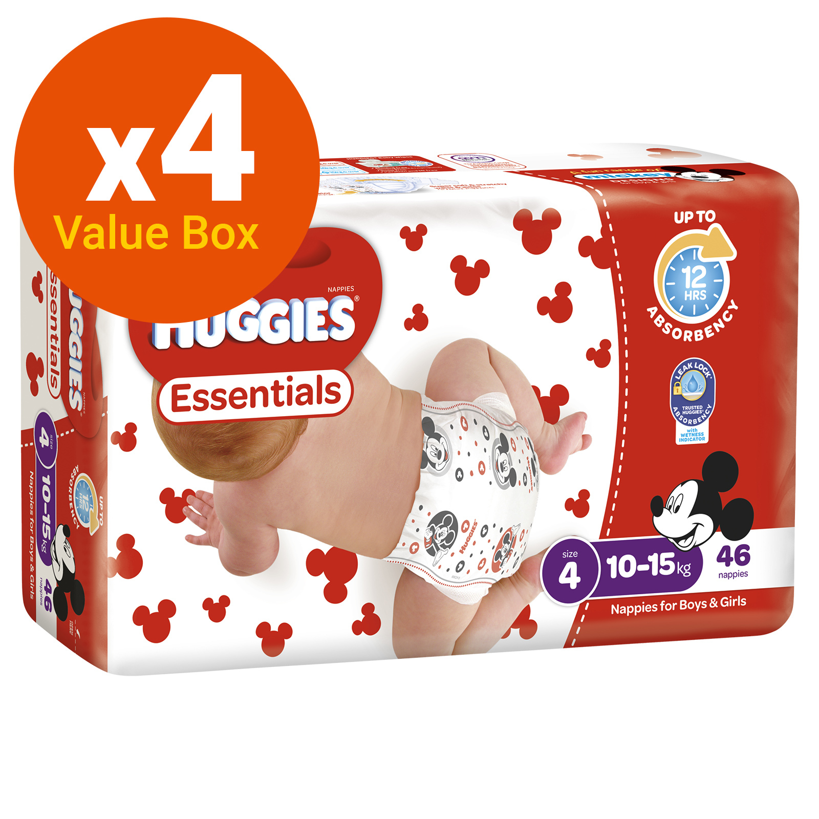 Huggies Essentials Nappies Bulk Value Box -Size 4 Toddler (184) image