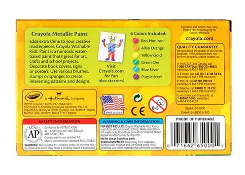 Crayola: Washable Metallic Paint Pack 6 Colours