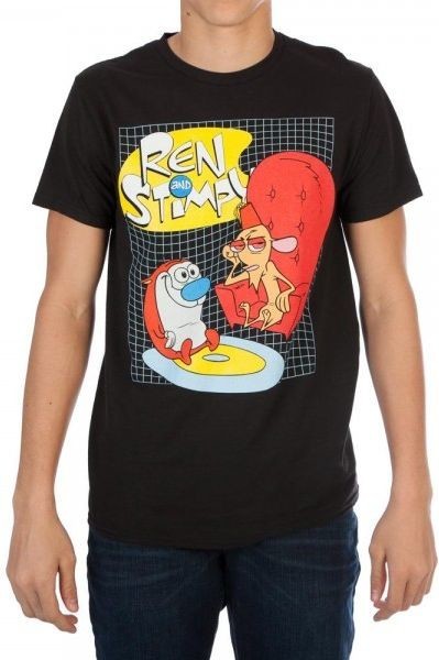 Ren & Stimpy - Mens Black T-Shirt (Small)