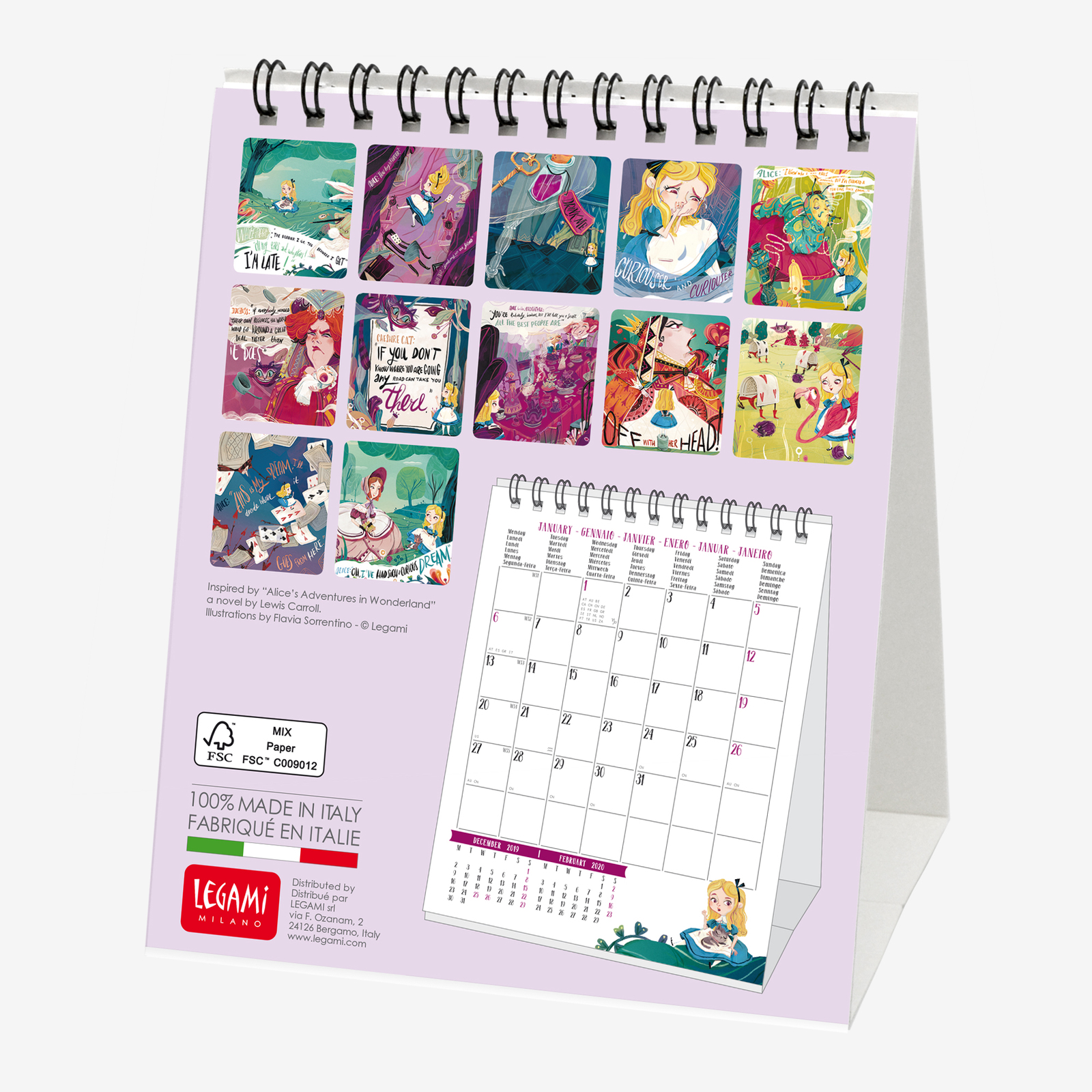 Legami: Alice In Wonderland 2020 Desk Calendar image