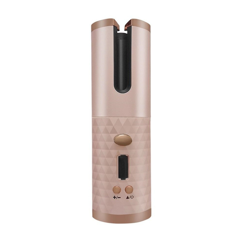 Wireless Auto-Rotating Ceramic Hair Curler - Pink