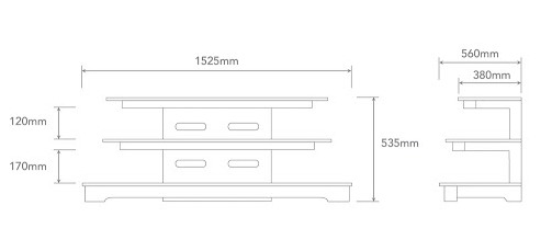 OMP Glacier 3 Shelf TV Stand - 32-46" TV's