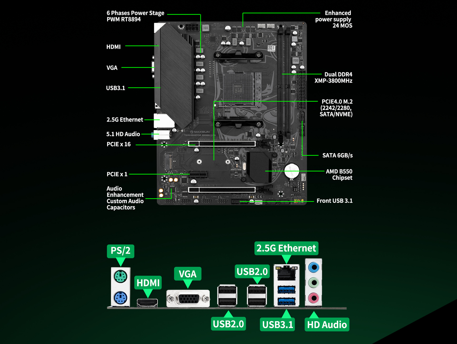 Maxsun B550M Terminator 2.5G Motherboard | at Mighty Ape NZ