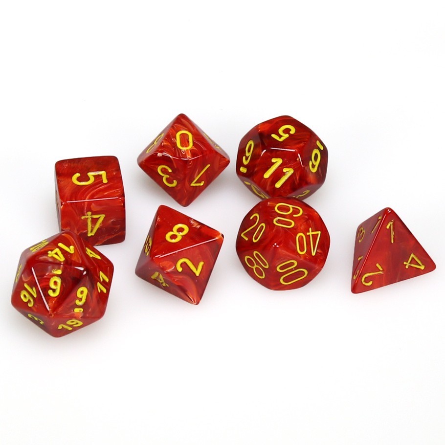 Chessex: Polyhedral 7-Die Set - Vortex Red with Yellow image