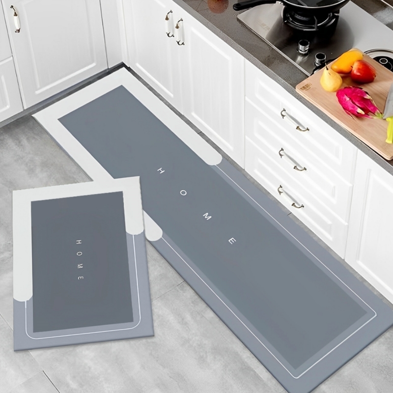 COMFEYA 2 Pack Quick Dry Absorbent Diatomite Bath Mat Set Grey at