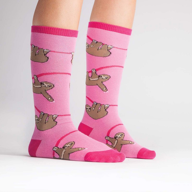 Sock It to Me: Youth Knee - Pink Sloth (Age 3-6) image