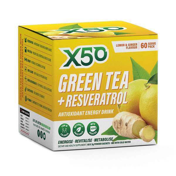 Green Tea X50 + Resveratrol - Lemon & Ginger (60 Sachets) image