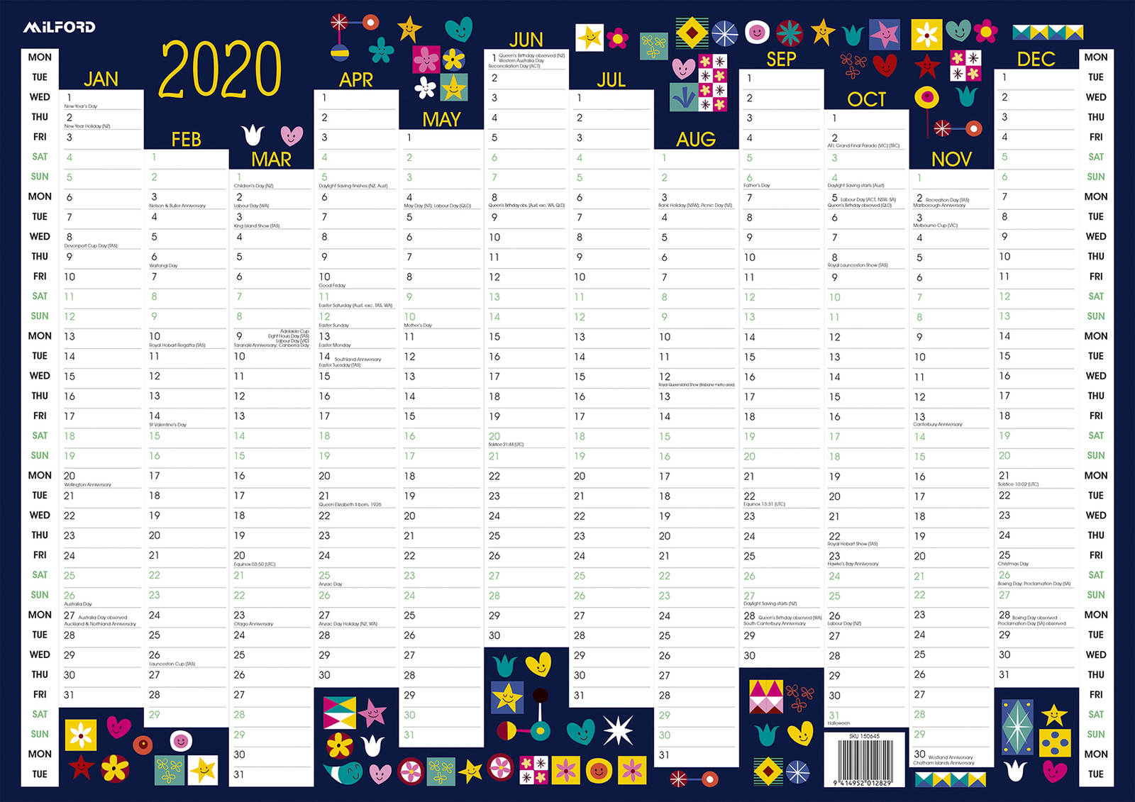 Buy Milford 2020 A2 Designer Wall Planner at Mighty Ape Australia