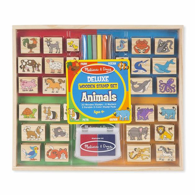 Melissa & Doug: Jumbo Deluxe Wooden Animals Stamp Set