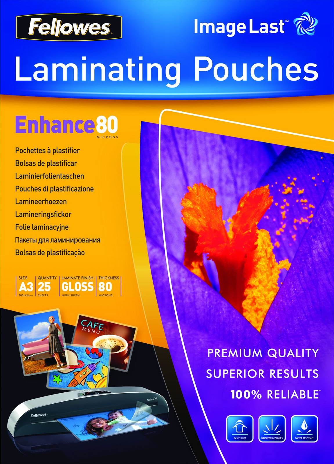 Fellowes Laminating Pouches - A3 - 80 Micron Pack 25 image