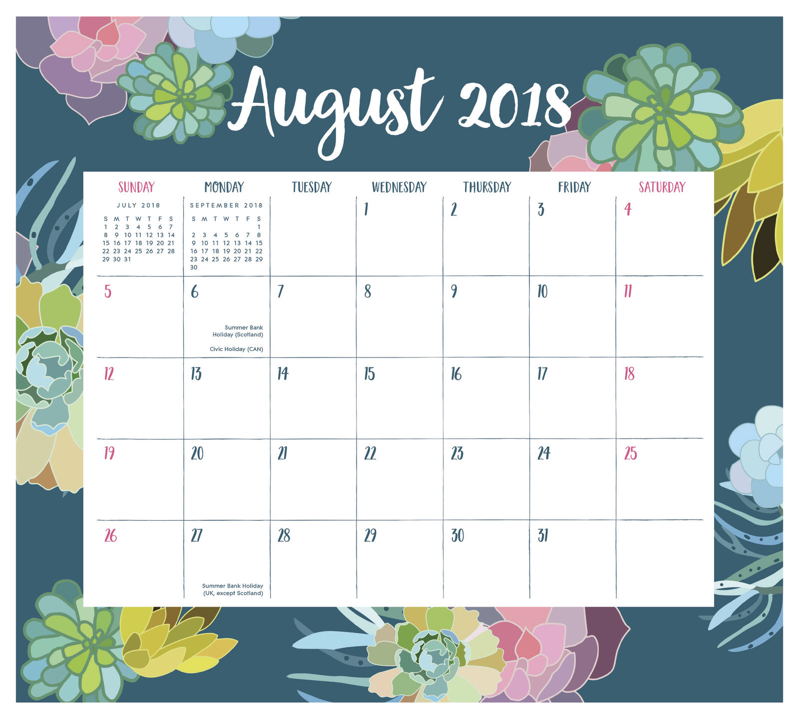 Mia Charro: Succulent 2019 Magnetic Monthly Planner image