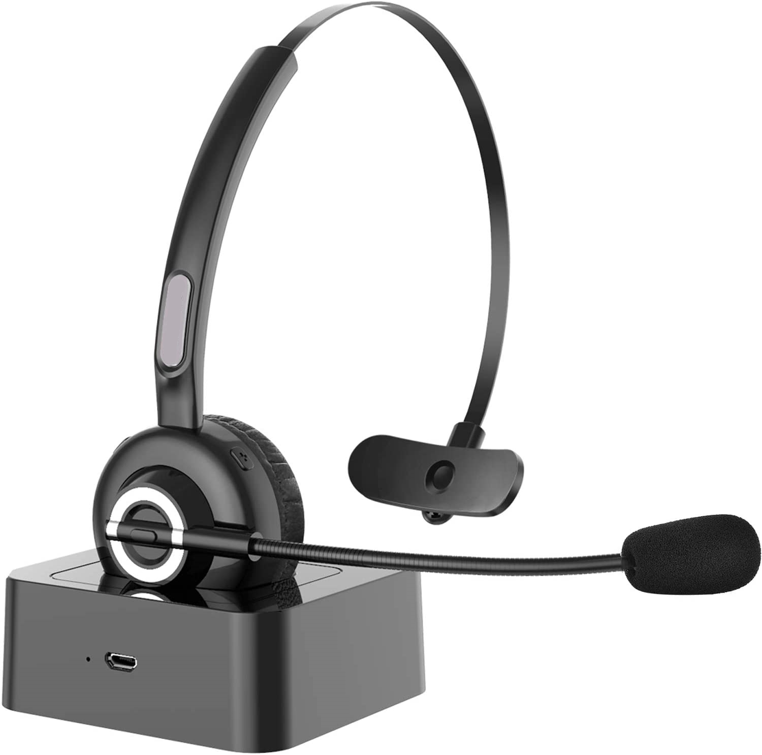 Wireless Headphones with with Microphone and Charging Base Black at