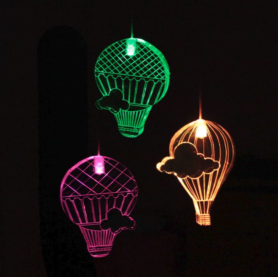 Mobile Night Light with Time - Hot Air Balloons