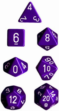 Chessex: Opaque Polyhedral Dice Set - Purple/White