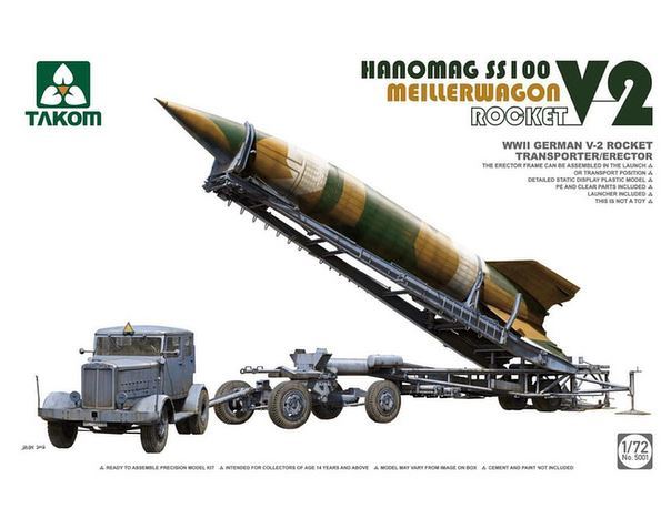 Takom: 1/72 WW.II German V-2 Rocket, Meillerwagon, Hanomag SS100 Model Kit image