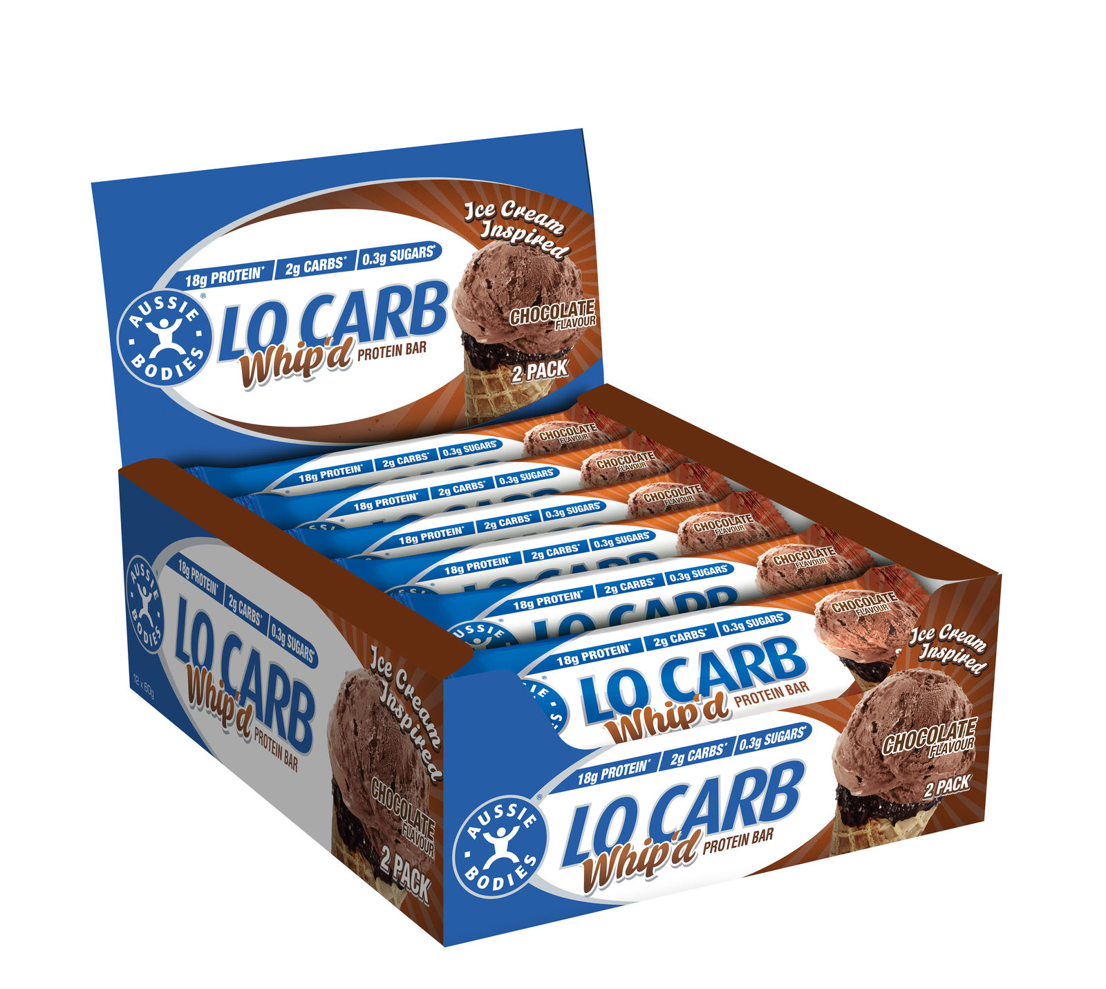 Aussie Bodies Lo Carb Protein Bars - Chocolate (Box of 12)