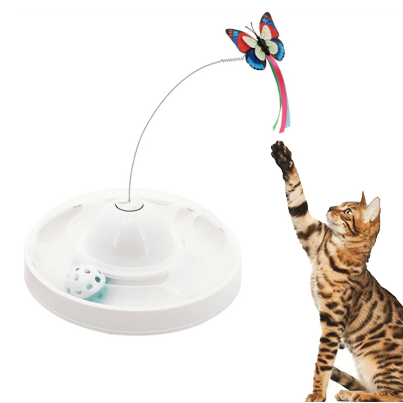Butterfly Turntable - Interactive Pet Toy (White) image