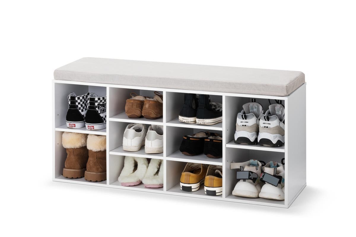 Shoe with Sitting Bench (White & Grey) at Mighty Ape NZ