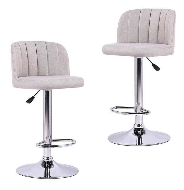 Adjustable Finest Grey Curved Bar Stool- Set of 2