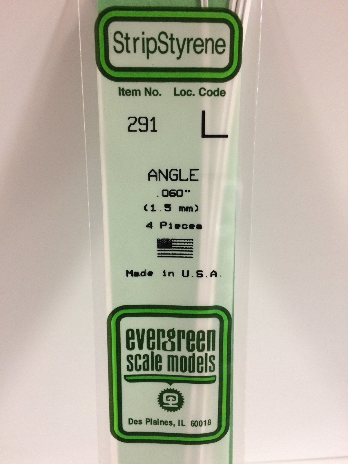 Evergreen Styrene Angle 35cm Long X 1.50 mm ( (4) at Mighty Ape Australia