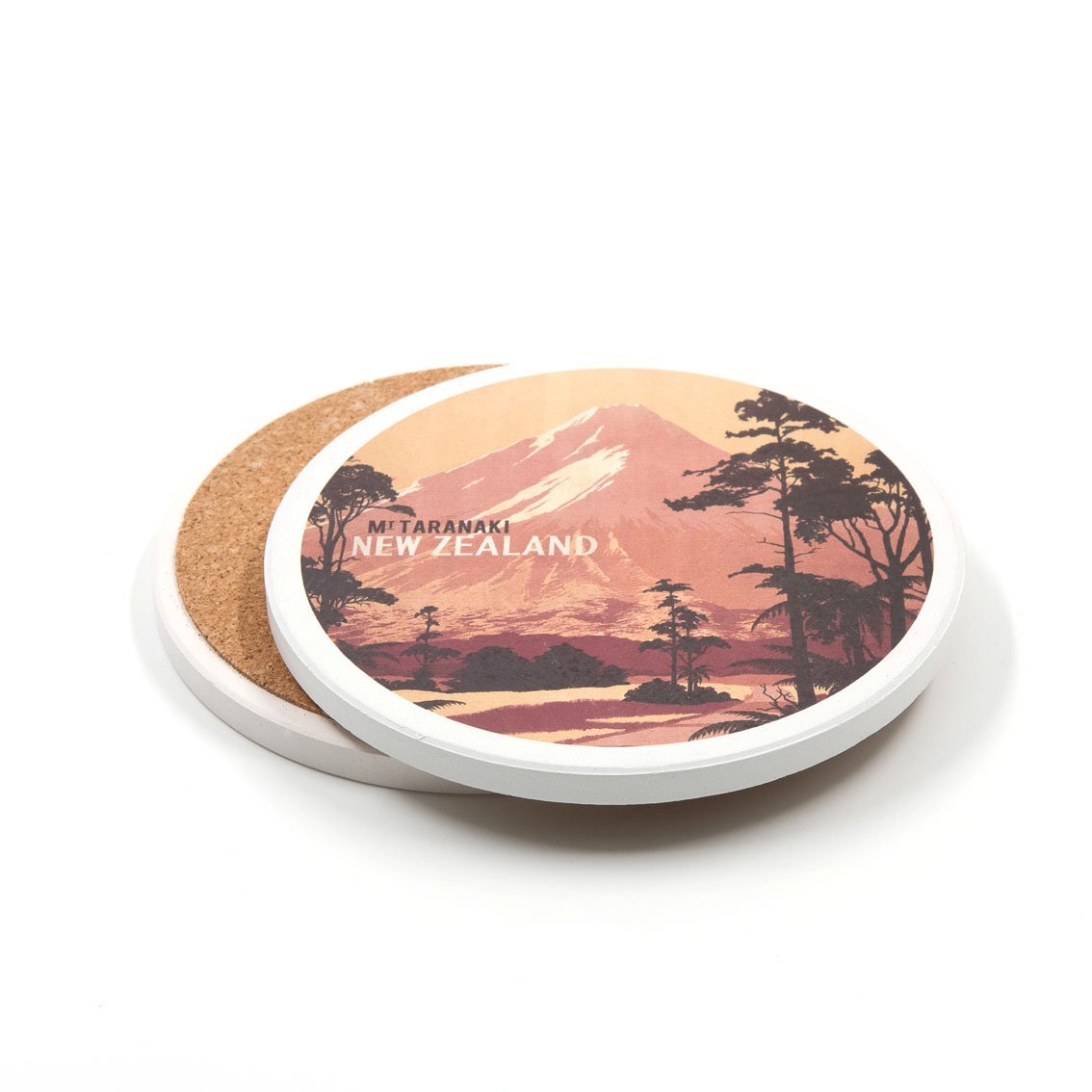 100 Percent NZ Mt Egmont Tourist Ceramic Coaster at Mighty Ape NZ