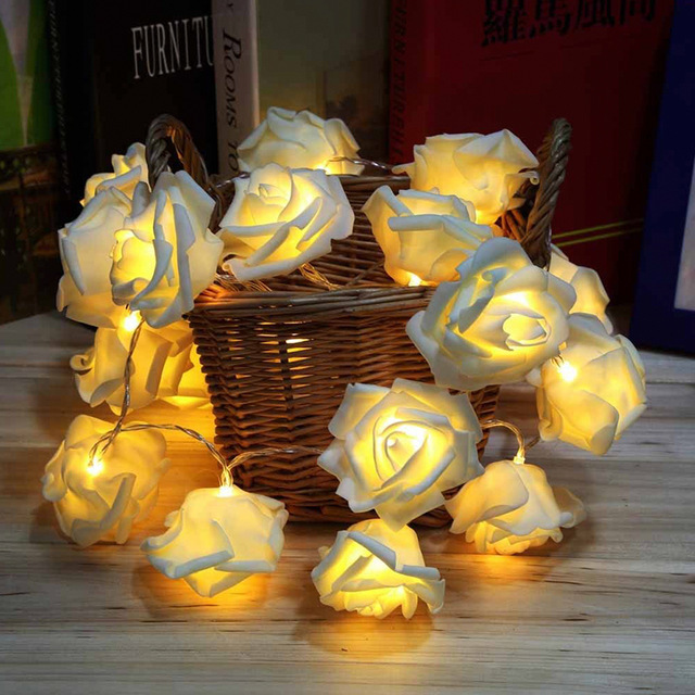 Soft Glow White Rose String Lights (20 LED) image