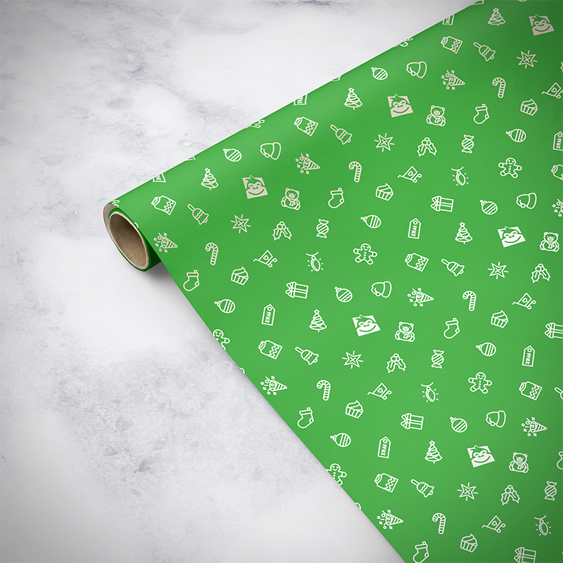 Gorilla Gift: Wrapping Paper - Christmas Green (5m)